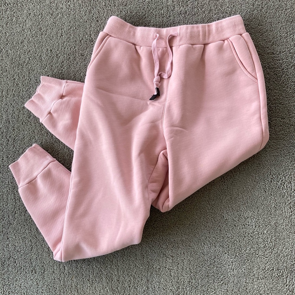 Pink extra thick sherpa lined sweats Size M winter cozy warm